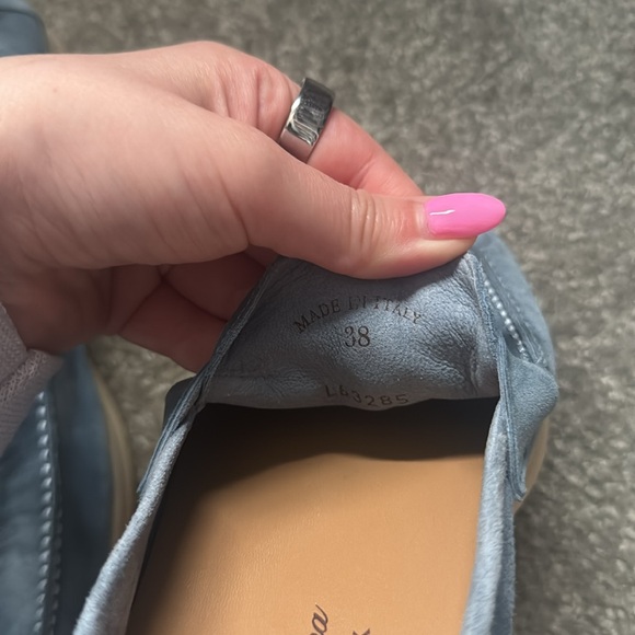 Loro Piana Style Blue Loafers Suede Slip-Ons - Picture 4 of 6